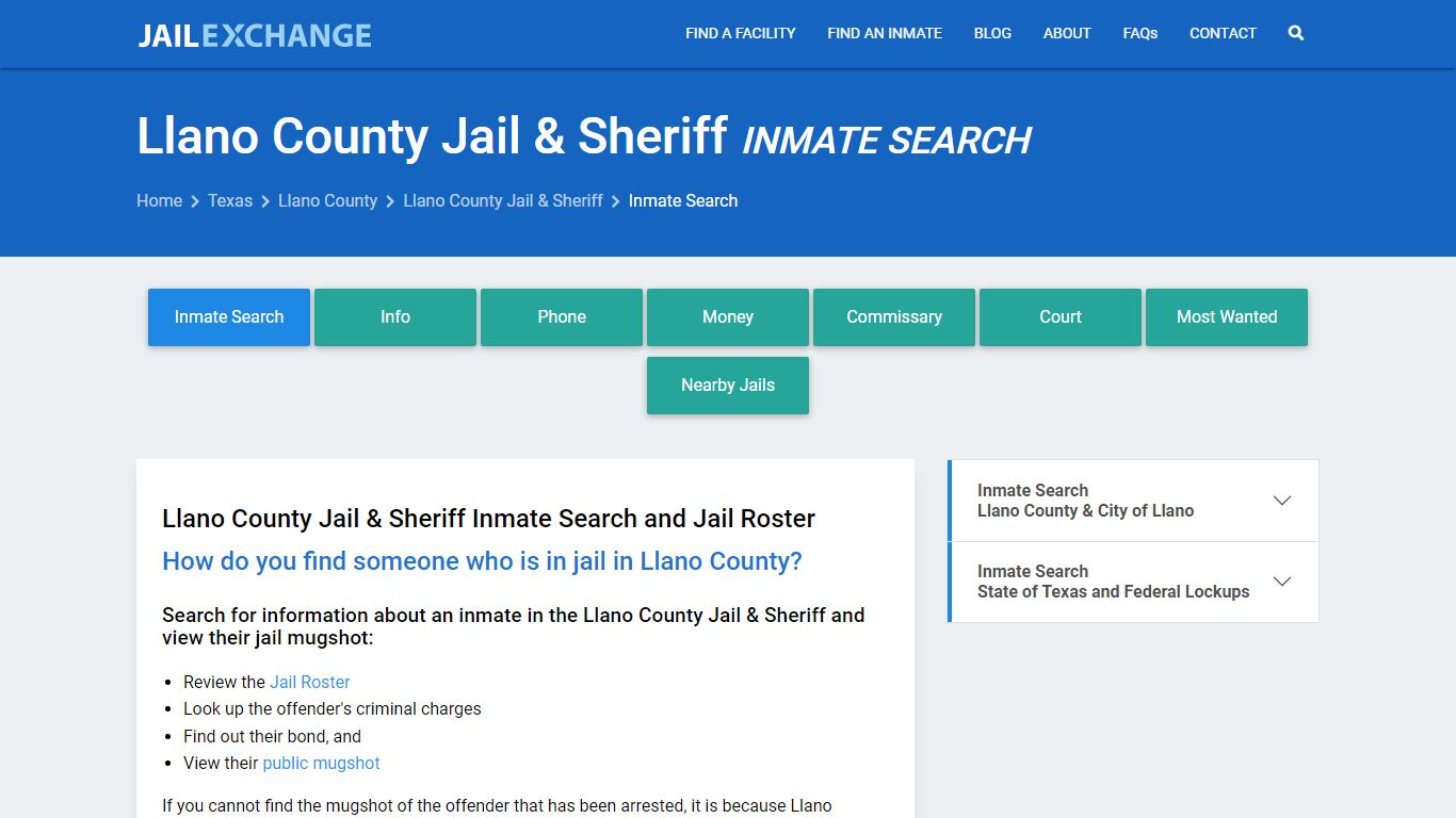 Llano County Jail & Sheriff Inmate Search - Jail Exchange